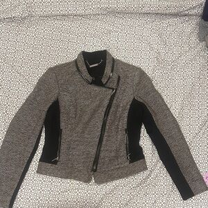 White House Black Market Gray and Black Women's Zipper Blazer Tweed coat jacket